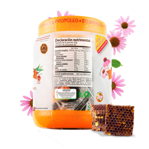 AJOLOPALETAS® de Caramelo con Extracto de Propóleo (Vitrolero) 500 g